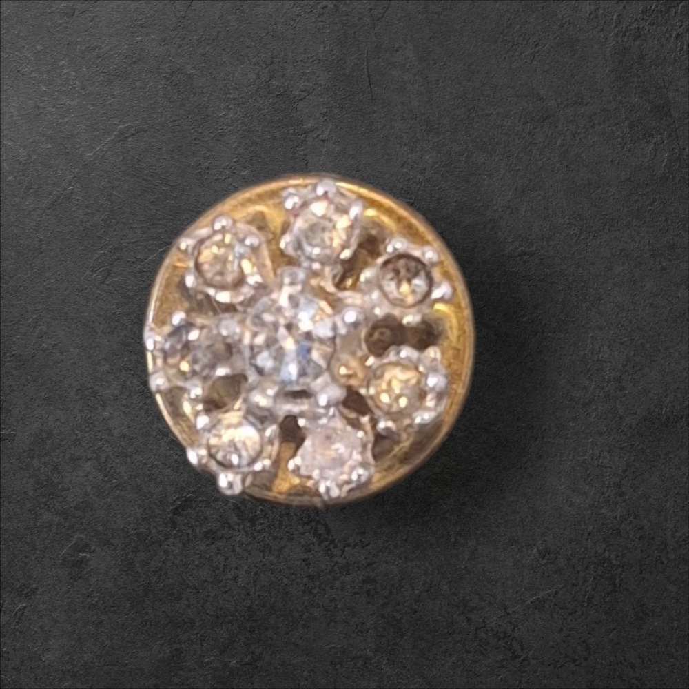 Vintage Gold and Silver Crystal Stud Lapel Tie Pin Brooch